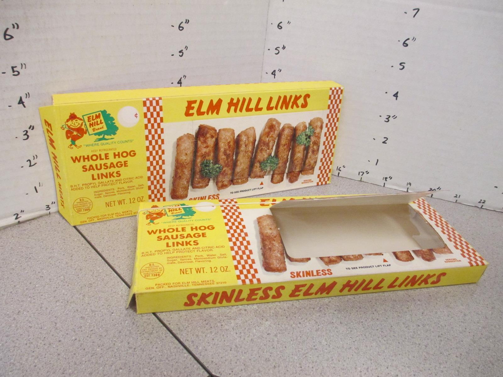 ELM HILL sausage links meat 1970s (1) food box Nashville TN lumberjack