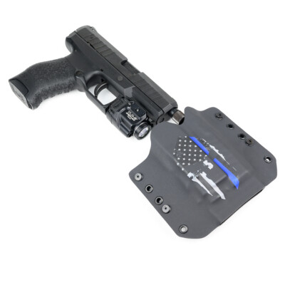 OWB Kydex Holster for 50 Hanguns with STREAMLIGHT TLR-2 USA THIN BLUE LINE OWB Kydex Holster for 50 Hanguns with STREAMLIGHT TLR-2 USA THIN BLUE LINE