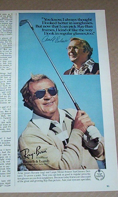 1976 print ad - ARNOLD PALMER golf golfer Ray-Ban Sunglasses