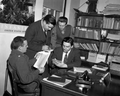Black Dahlia Story in Fort Pix N J Major C T Morris holding a sign .. Old Photo