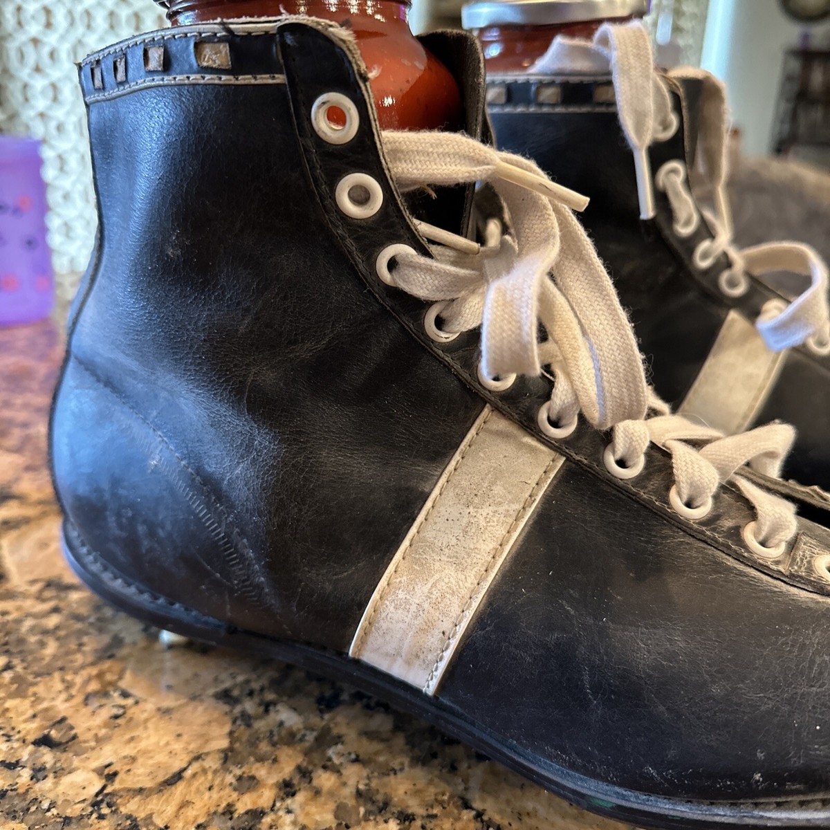 Vintage 1950s MacGregor football leather men\'s cleats size 8 Vintage 1950s MacGregor Black Leather Football Shoes Cleats  main image 4