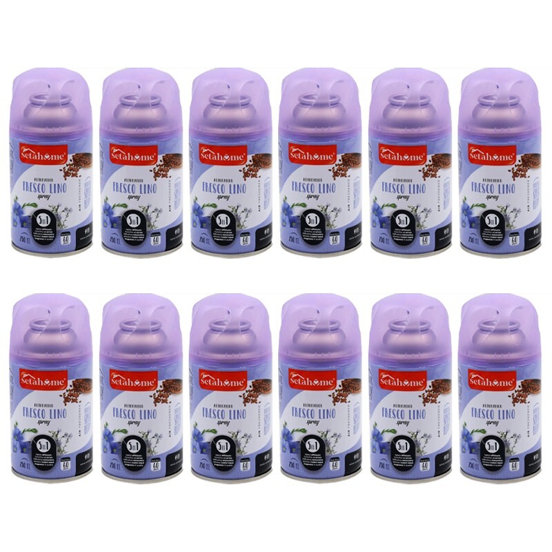 12pz Ricarica deo SETAHOME Automatic Spray per diffusore 5in1 FRESCO LINO 250ml