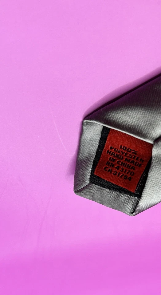 Corbata Alfani plateada maciza delgada para hombre hecha a mano usada en excelente estado Foto 4 de 4