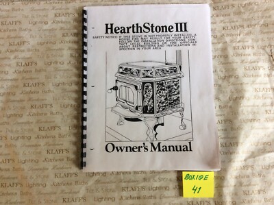 Hearthstone III Wood stove Operation Owner,s Guide installation manual 