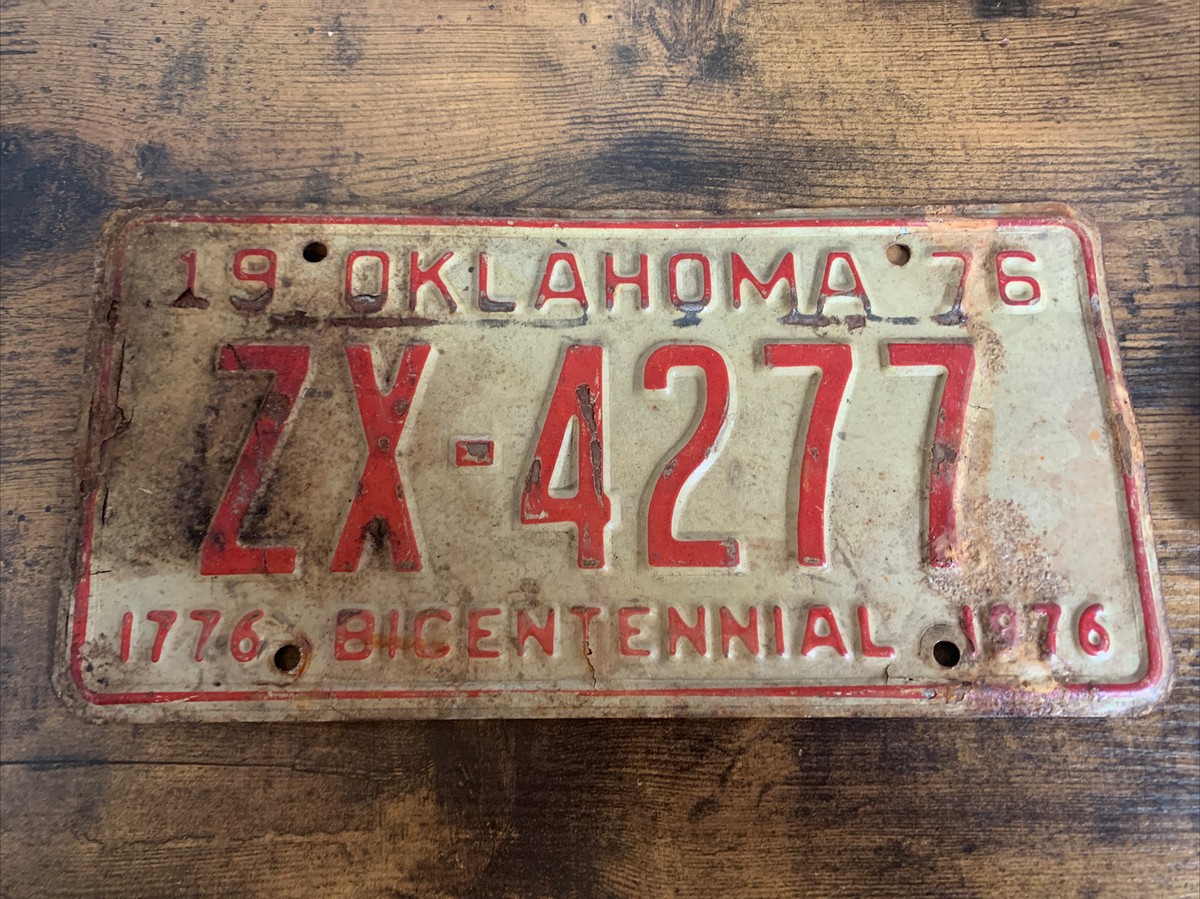 Vintage Oklahoma License Plate 1976 Bicentennial License