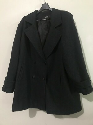 Stephanie Mathews Plus Size 20 100% Wool Gray Double Button Coat Jacket Women