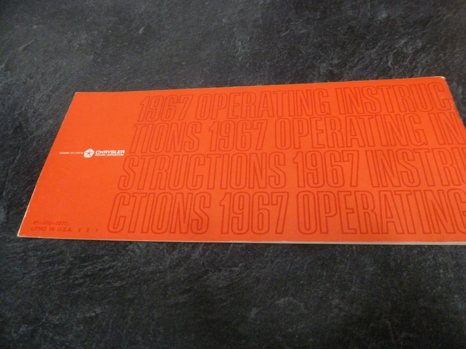 1967 Dodge Charger 426 Hemi Coupe Owner Operator Manual User Guide Set ORIGINAL Foto 4 de 4