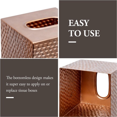 Bathroom Decorative Copper Metal Tissue Box, Tissue Holder with Open Bottom - Picture 3 of 7