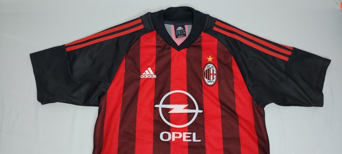 VTG Adidas AC Milan Opel Red/Black Authentic 2002 Soccer Jersey