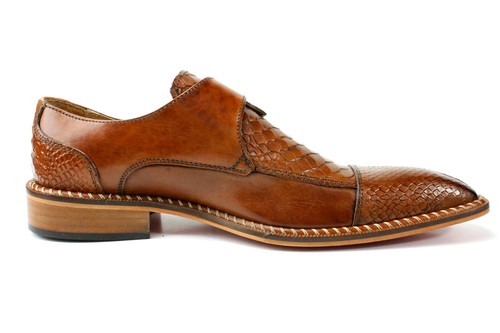 Zapatos de vestir IVAN TROY/Doula marrón estampado cocodrilo italianos para hombre/correas de monje/ - Imagen 6 de 10