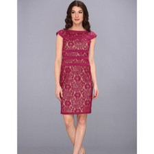 ADRIANNA PAPELL Lace Sheath Dress RED SIZE 6 #66 NWT 