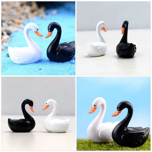 40Pcs Micro Landscape Ornament Cute Swan Statue Cake Topper Birthday Decoration - Picture 10 of 13