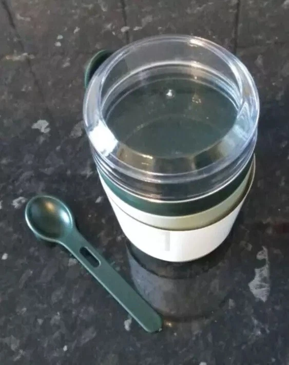 JOGHURTBECHER TO GO EDEL MÜSLIBECHER RESERVOIR LÖFFEL KINDERGARTEN SCHULE BÜRO - Bild 3 von 4