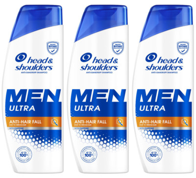 3 HEAD & SHOULDERS MEN ULTRA Anti-Hairfall Shampoo with Caffeine 330ml 11 fl.oz.