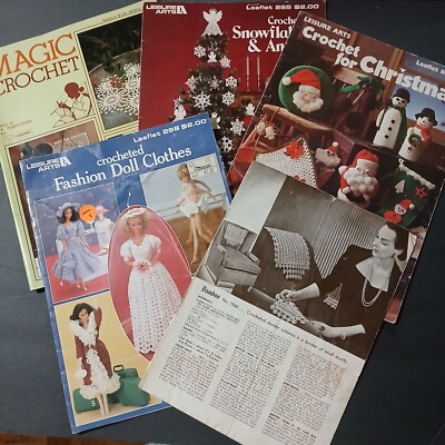 Vintage Crochet Books Doll Clothes Christmas Angels Magic Crochet 1950s-1980s