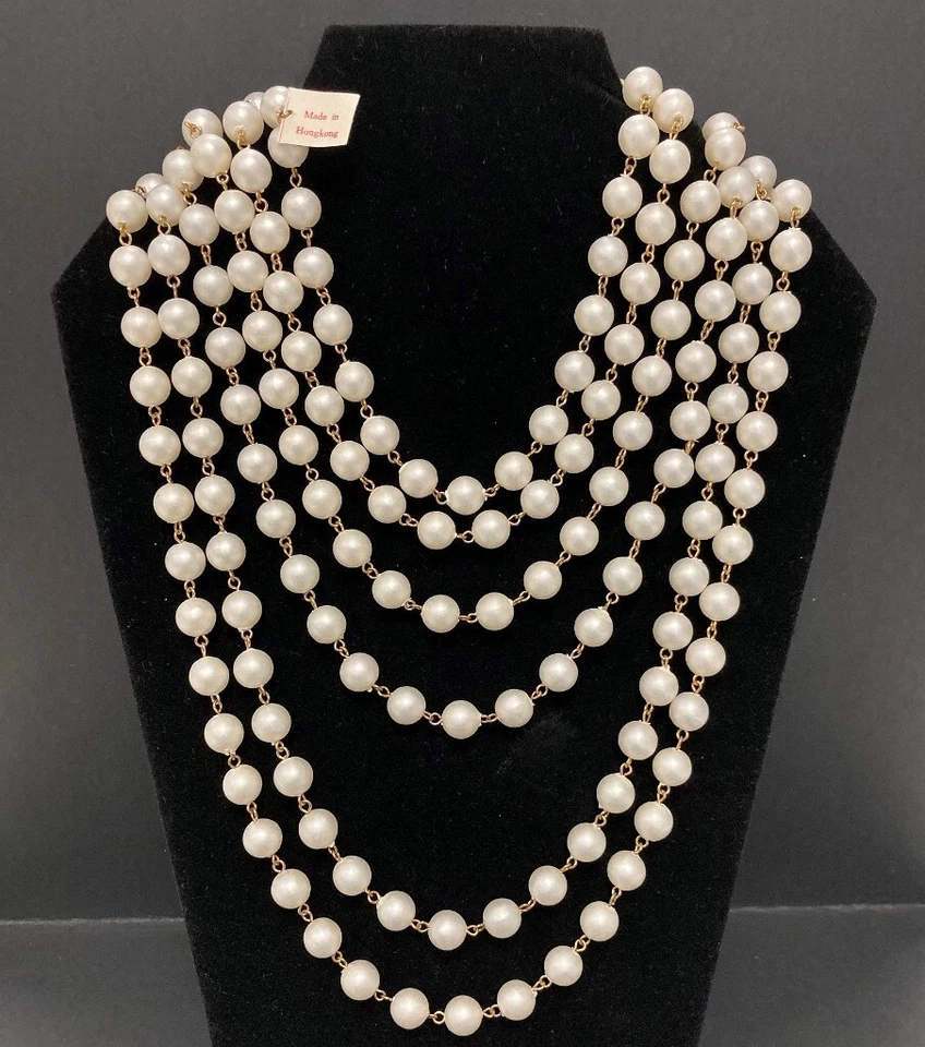 10 PIES VINTAGE HONG KONG SATINADO 10mm. CADENA CONTINUA ROSARIO LATÓN PERLA 1016 Foto 3 de 4