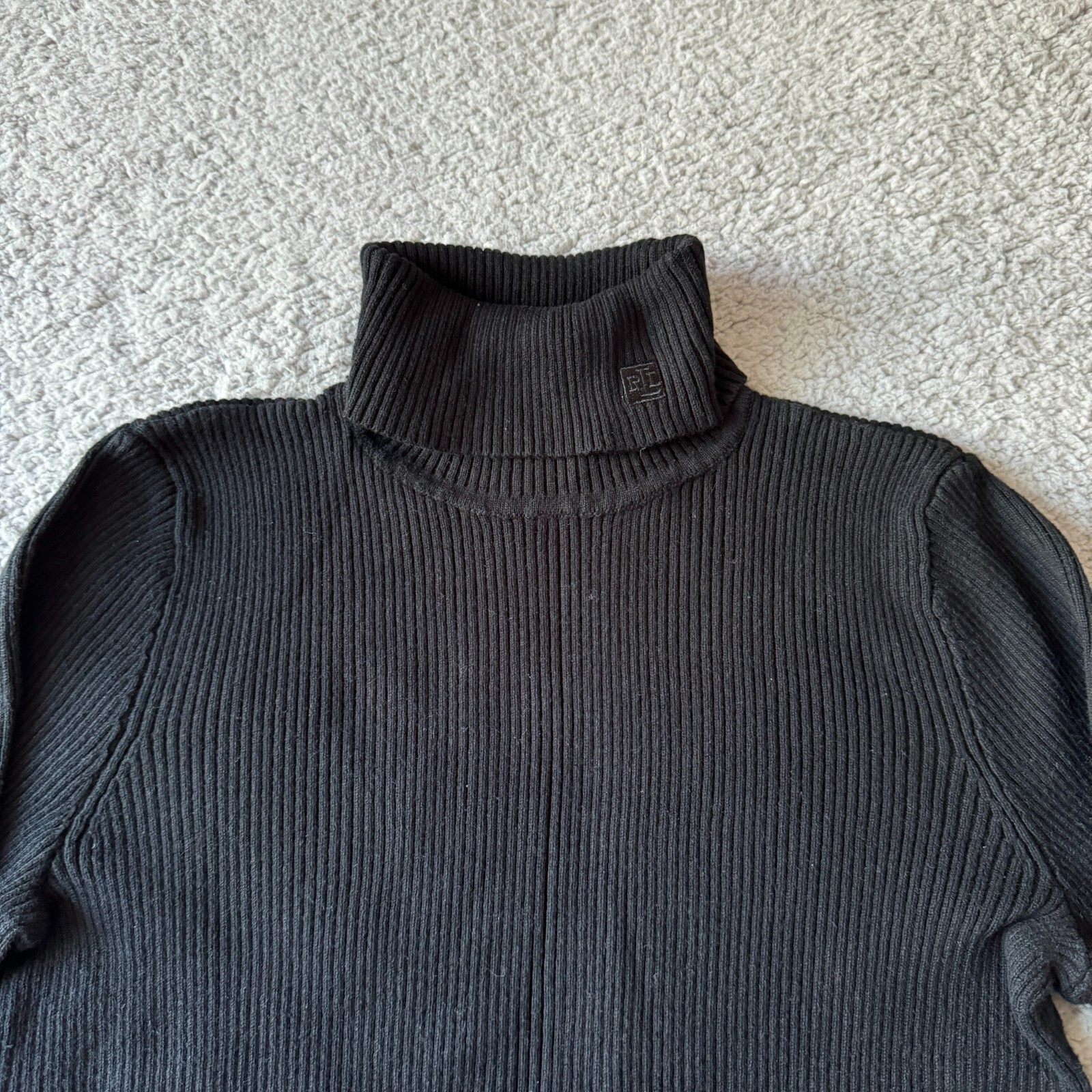 NEW Lauren Ralph Lauren Sweater Womens Medium Black Turtleneck Ribbed Neutral