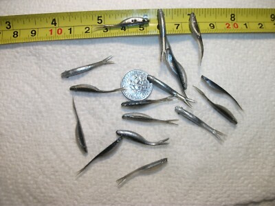 200-1 1/4'' FLUKES-crappie-panfish-soft minnows-grubs-fish-jigs-split tails-scent