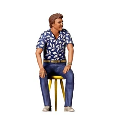 Magnum PI Sitting 3D Resin Print Unpainted Model RR Diorama Figure with stool