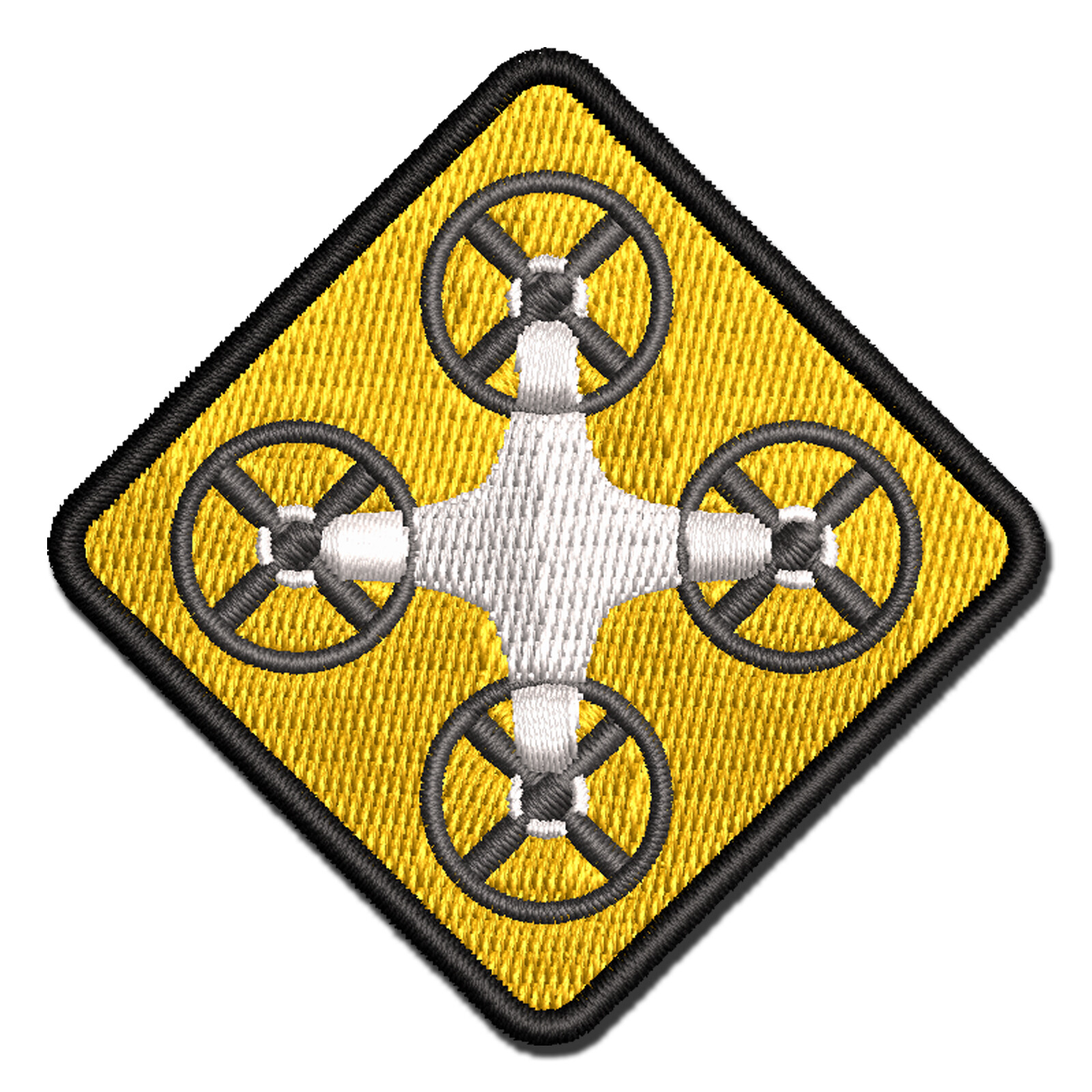 Yellow Diamond Multi-Color Drone Embroidered Iron-On Patch Applique-image