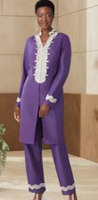 Size 8 Ashro Purple African American Pride Asina Embroidered Pant Suit