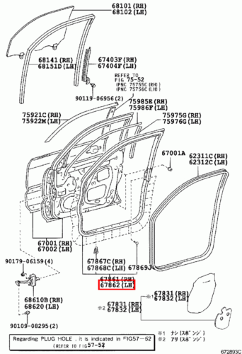 Genuine Lexus GX470 UZJ120 Front Left LH Door Rubber Seal - Picture 6 of 7
