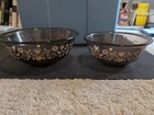 Vintage Pyrex “Festive Harvest” pattern - Set of 2 - 8.5 in & 7in brown bowls