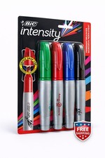 BIC Intensity Permanent Markers Chisel Tip Assorted Colors 4 Markers 2 Pack 