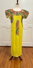 San Antonino Maxi Dress, Oaxaca Mexican dress. hand Embroidered. Silk Threads,