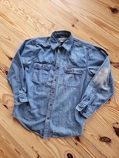 Vintage Carhartt Denim Two Pocket Work Shirt Mens M Blue 90s Y2K Distressed