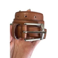 Brooks Brothers 1818 Brown Leather Dress Belt Silver Buckle Made in Italy 40
