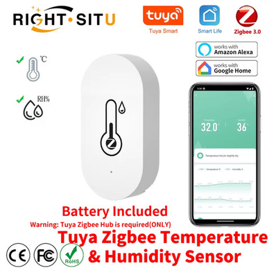 Tuya Zigbee Temperature Humidity Sensor SmartLife Remote Monitor For Smart Home 