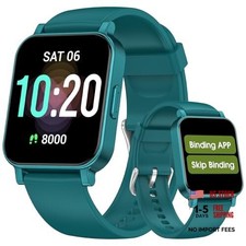 Smart Watch Senior Friendly No App/Phone Required,Pedometer Waterproof Cyan