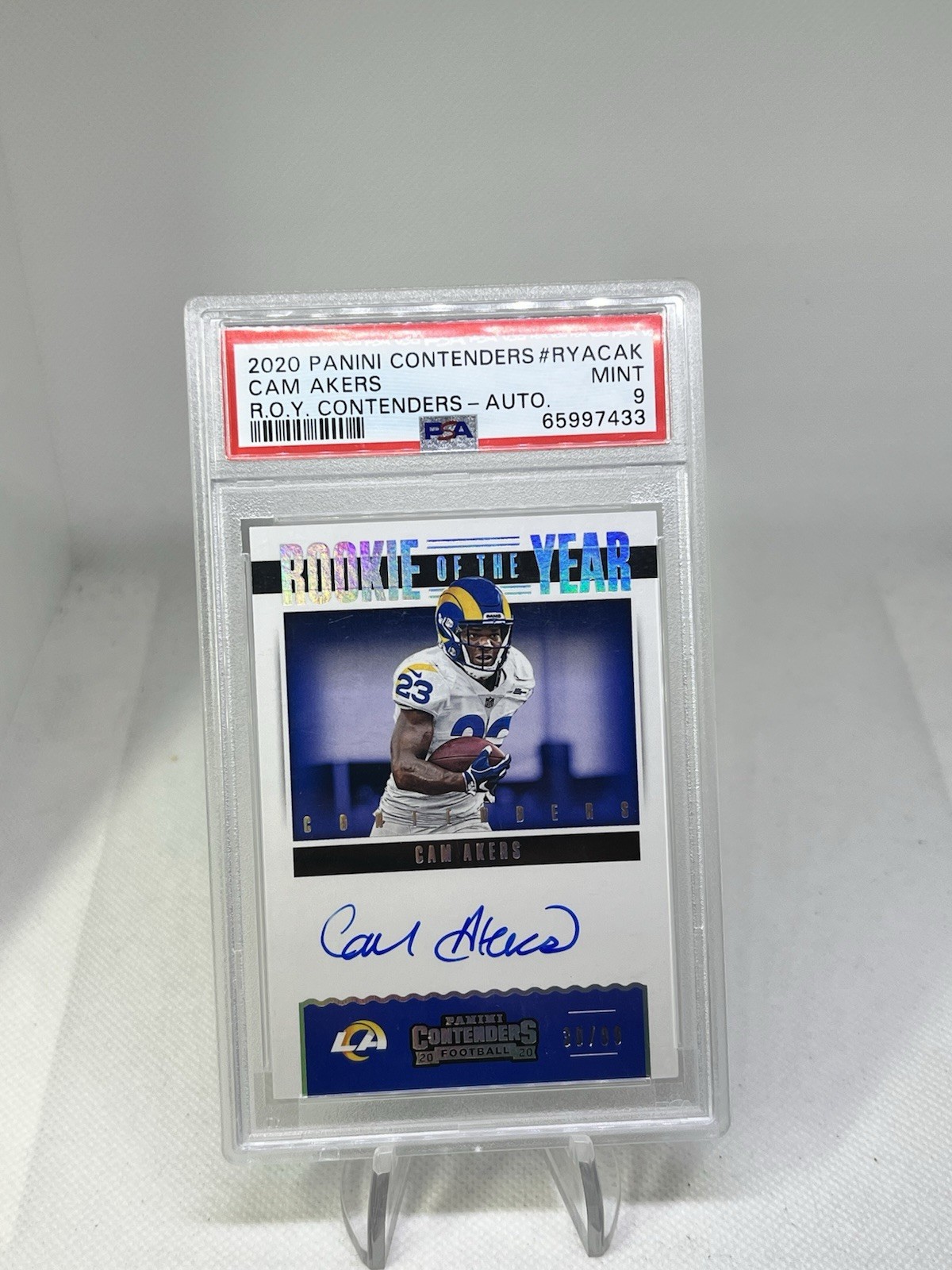 Cam Akers 2020 Panini Contenders Rookie of the Year Auto /99 RC PSA 9 #RYACAK