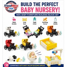 MOC Baby Furniture Building Blocks Stroller Crib Highchair Compatible Brick Toys
