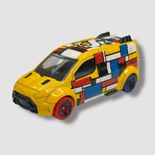 Hot Wheels Ford Transit Connect Yellow HW Art Cars 7/10 2018 damaged wheel