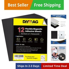 Magnetic Adhesive Sheets, 8" x 10" , 12 Pack Flexible Magnetic Sheets with A...