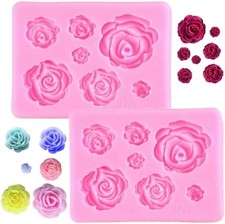2PCS Rose Silicone Fondant Molds Roses Flowers Chocolate Mold for Wedding C