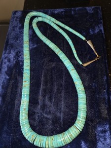 Vintage Navajo Heishi Graduated Turquoise Disc Necklace 20” Ethnic