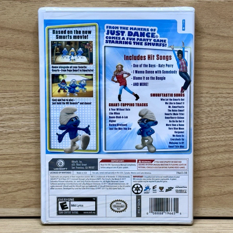 The Smurfs Dance Party Wii Game w/ Bonus Song Walking on Sunshine NEW Kids Dance - Image 2 of 2