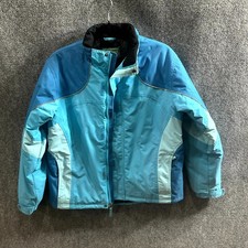 L.L.Bean Ski Jacket Kids XL 18 Blue Nylon Pockets Mock Neck Full Zip Winter