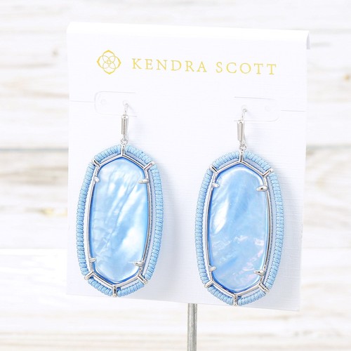 NWOT Kendra Scott Elle Threaded Periwinkle Illusion Drop earring Silver Tone - Picture 2 of 7