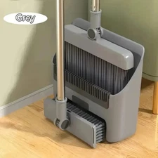4in1 Broom and Dustpan Set Lightweight Upright Lobby Broom and Dust Pan Combo-=#