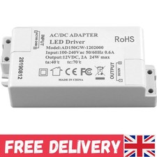 Versatile 12V 24W LED Driver, Low Voltage Adapter with Short Circuit Protection