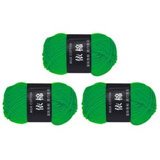 3Pcs Cotton Yarn Knitting Yarn Crochet Yarn 87.5Yard x 2.5mm, Bright Green 