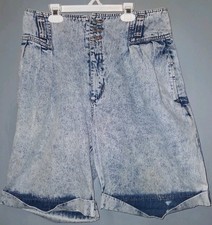 Vintage Womens Jordache 80s Pleated High Waisted Wide Leg Shorts Acid SZ 13/14
