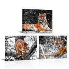 Tiger Wall Art Wild Animal Canvas Wall Decor Black and BrownTiger Pictures Fr...