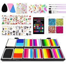 Face Painting Kit for Kids  Adults - 12x10g Non-Toxic Hypoallergenic Split C...