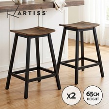 Artiss Bar Stools Set of 2 Kitchen Counter Stools Wooden Industrial Rustic Brown
