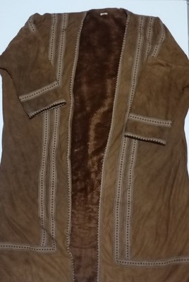Arabian Men's Winter Farwa Long Coat Warm Fur Lining Jordanian Bisht Al-Hilal
